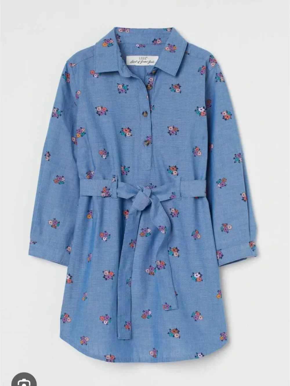 🛍️ BUNDLE ONLY • H&M LOGG Belted Chambray Dress With Flower Print size 6